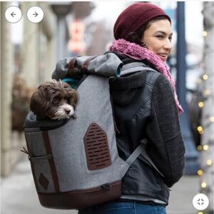 Gray and Brown Pet Carrier Backpack